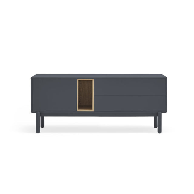 Mueble TV Corvo 140 Gris Antracita con acabado gris en ambiente de estilo nórdico