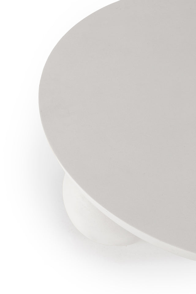 Mesa de centro redonda Ailen 90 cm Beige efecto cemento, vista lateral derecha