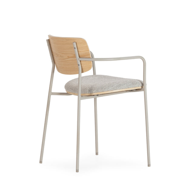 Silla Tapizada Nour Beige & Roble, vista frontal