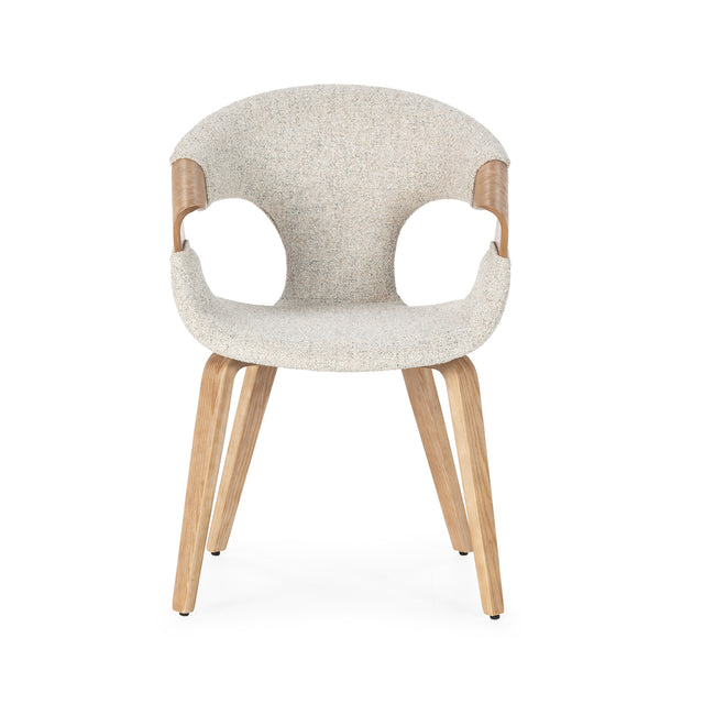 Silla de comedor Elif Beige y roble lavado, vista frontal