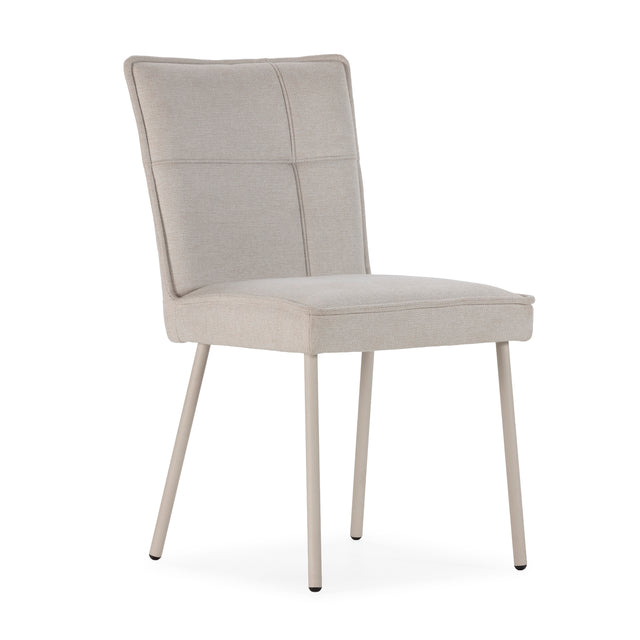 Silla de comedor Vesta Crema y patas crema, vista lateral izquierda