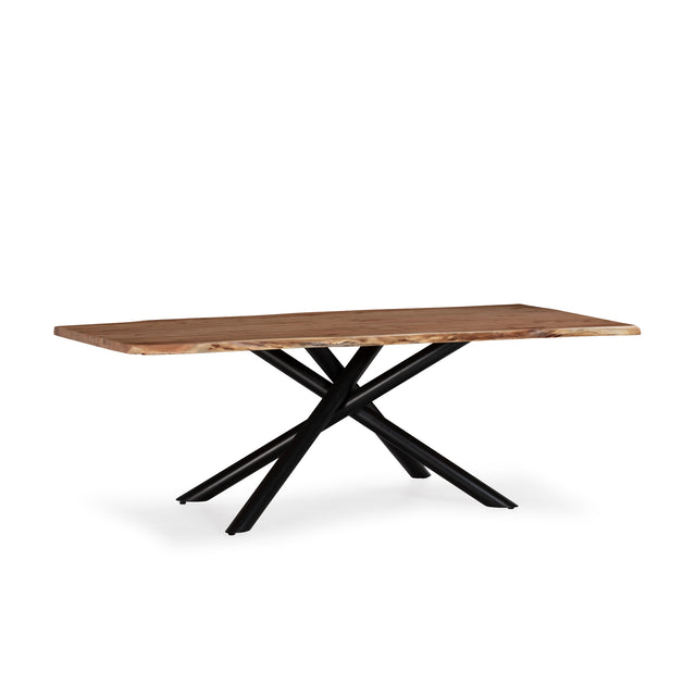 Mesa de comedor rectangular Anuri 220 cm Acacia patas metálicas, vista lateral izquierda