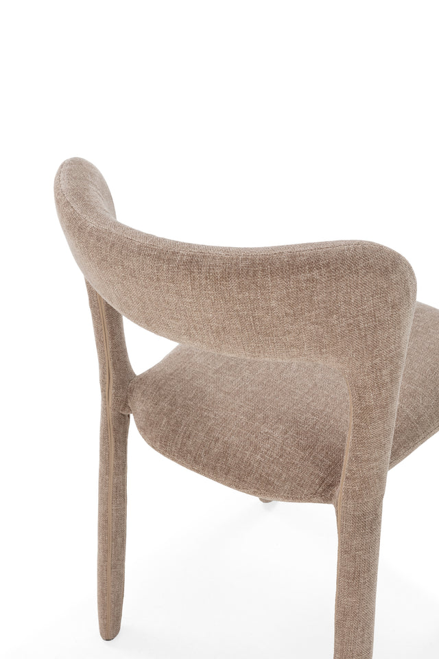 Silla de comedor Lilia Gris, vista lateral derecha desde otro ángulo
