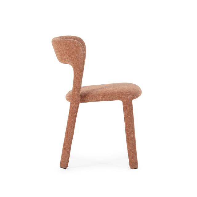Silla de comedor Lilia Teja, vista lateral izquierda desde otro ángulo