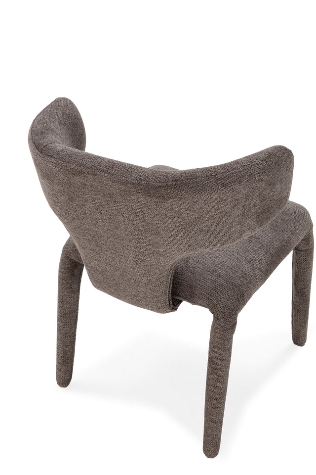 Silla de comedor Maca Gris oscuro y patas tapizadas, vista lateral derecha