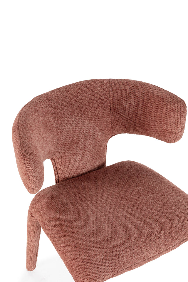 Silla de comedor Maca Terracota y patas tapizadas, vista lateral derecha