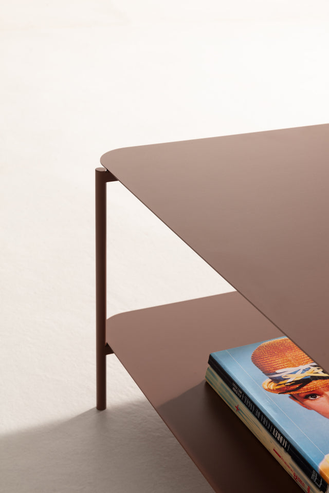 Mesa de centro rectangular Beatrix 90 cm Terracota, vista lateral derecha desde otro ángulo