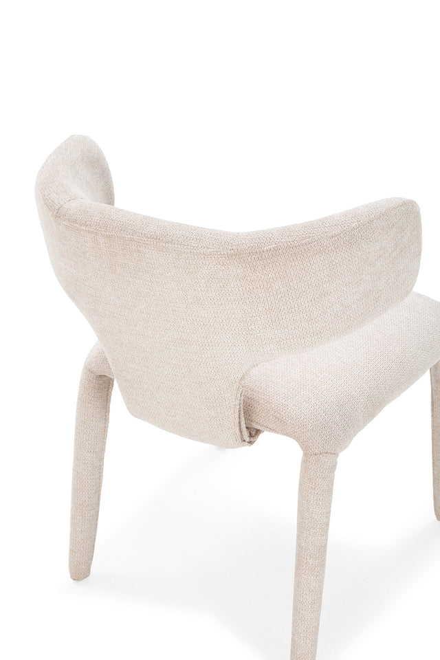 Silla de comedor Maca Beige patas tapizadas, vista lateral derecha