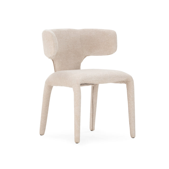Silla de comedor Maca Beige patas tapizadas, vista lateral izquierda