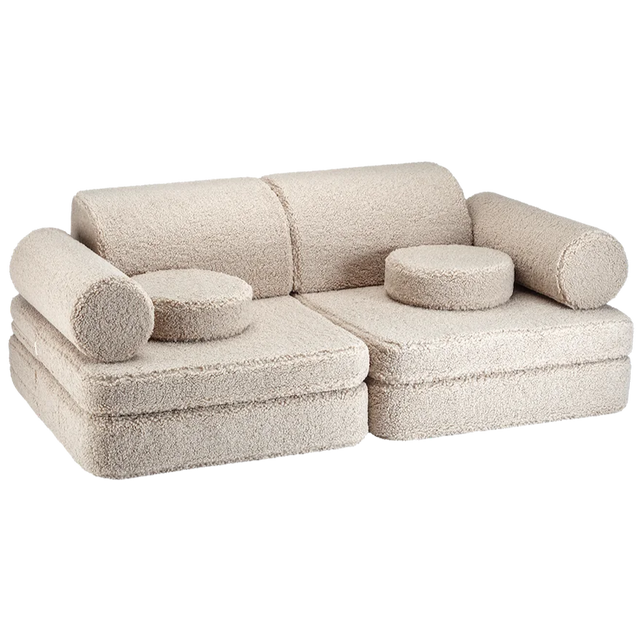 Sofá Infantil de Borreguillo Beige con acabado beige vista principal de estilo nórdico