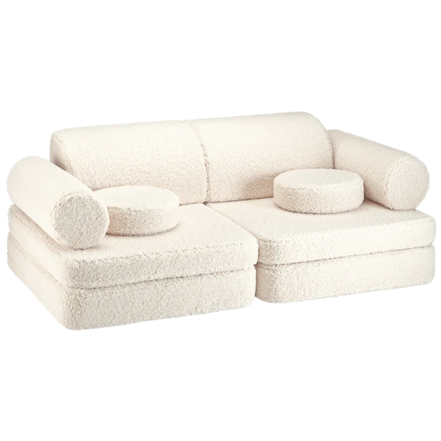 Sofá Infantil de Borreguillo Blanco Crema con acabado blanco, acabado crema vista principal de estilo nórdico