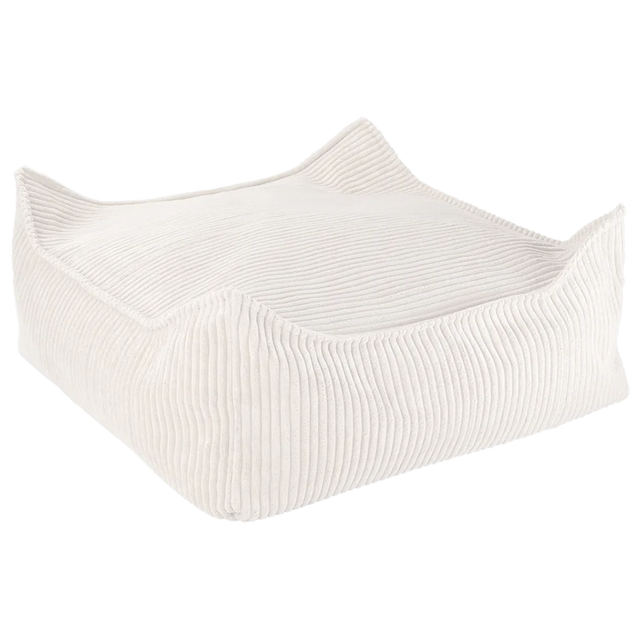 Mueble Puf Infantil Cuadrado de Pana Blanco Crema con acabado blanco, acabado crema vista principal de estilo nórdico