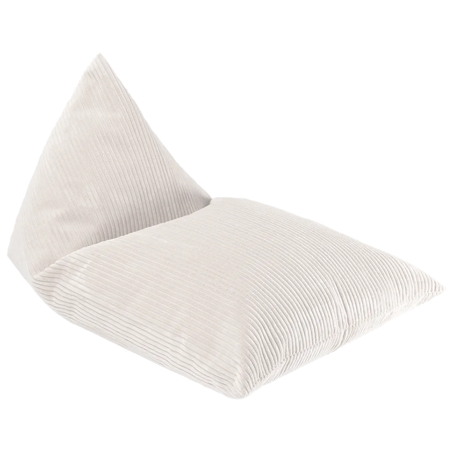 Mueble Puf Tumbona de Pana Blanco Crema con acabado blanco, acabado crema vista principal de estilo nórdico
