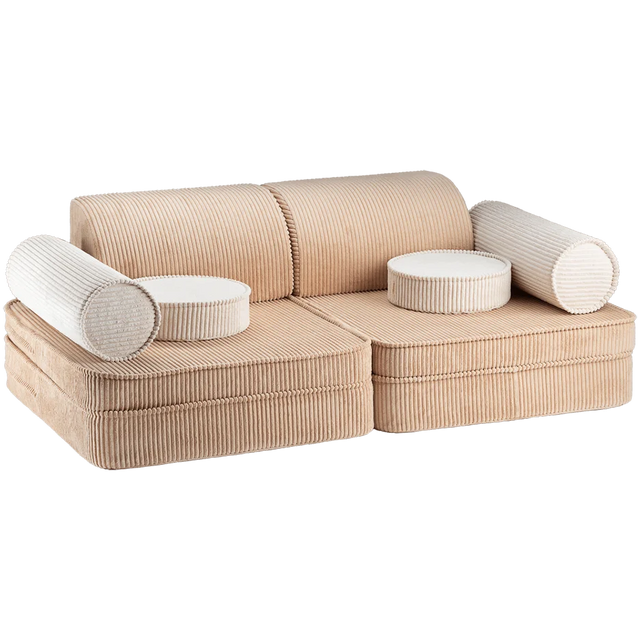 Sofá Infantil de Pana Beige con acabado beige vista principal de estilo nórdico