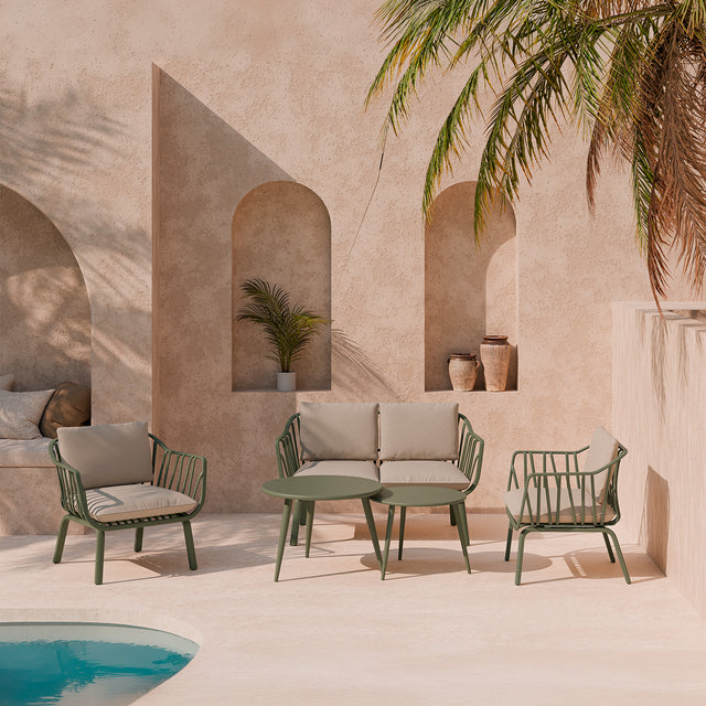 Set Mikonos Sofá, Sillones y Mesa de centro Verde de Somcasa Vlc