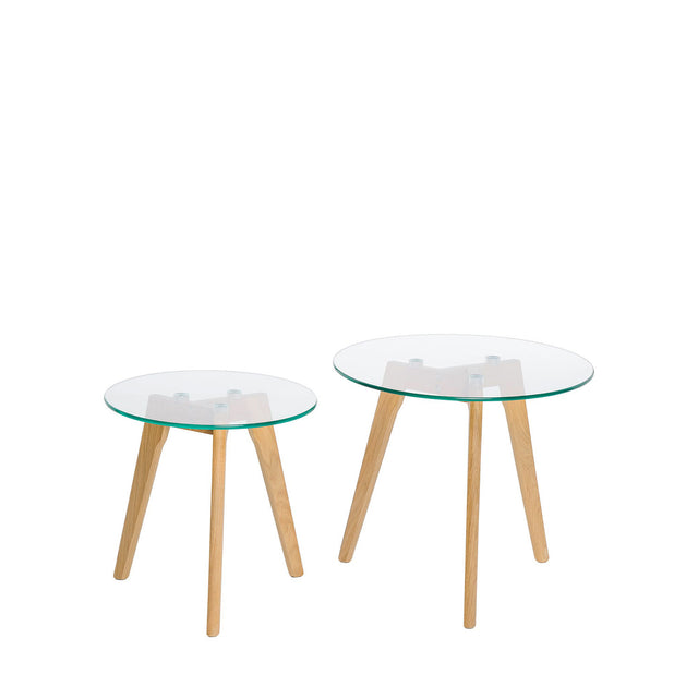 Mesa de centro Abel Cristal/Roble 50 × 50 cm de Somcasa Vlc