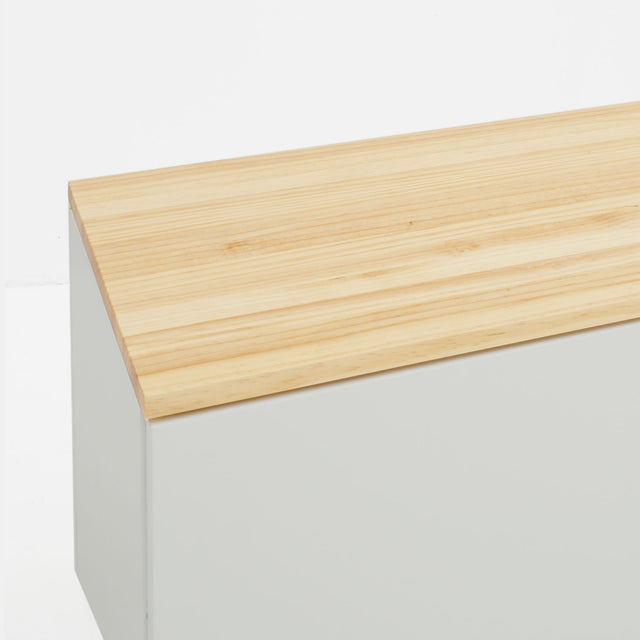 Mueble TV Nolla 200 Arena y Madera con madera natural, acabado blanco detalle de estilo nórdico