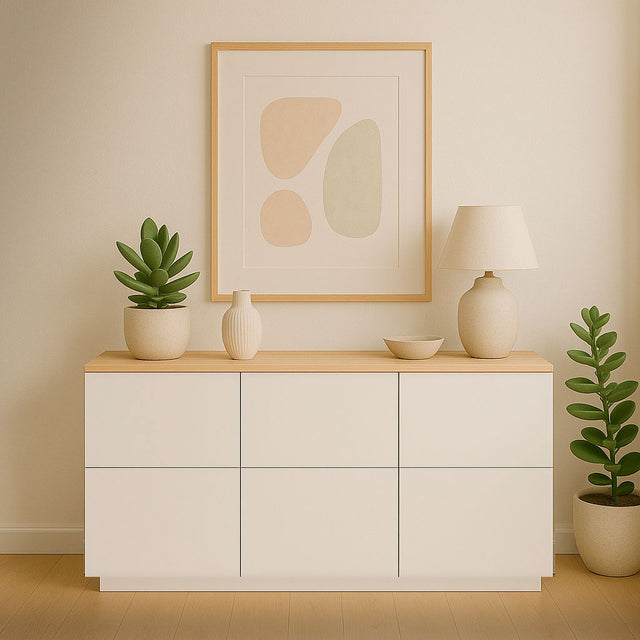 Aparador Nolla 150 Blanco Nórdico con acabado blanco vista principal de estilo nórdico