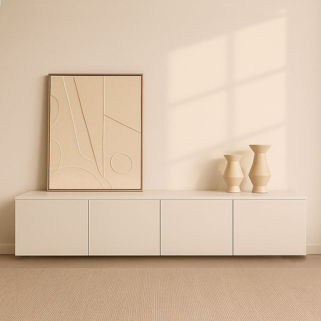 Mueble TV Nolla 200 Arena con acabado blanco vista principal para salón de estilo nórdico
