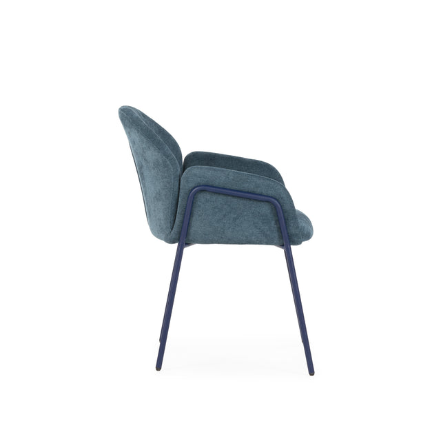Silla de Comedor Tapizada Aslin Azul, vista frontal