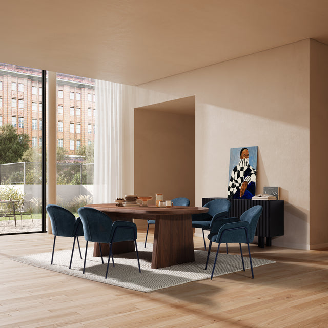 Silla de Comedor Tapizada Aslin Azul, vista principal