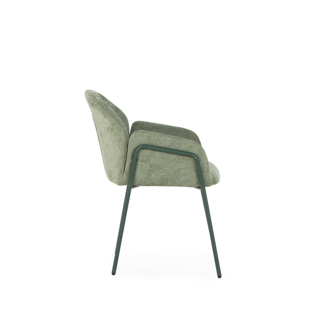 Silla Tapizada Aslin Verde, vista frontal