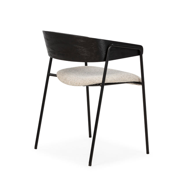 Silla Tapizada Cora Beige & Negro, vista frontal