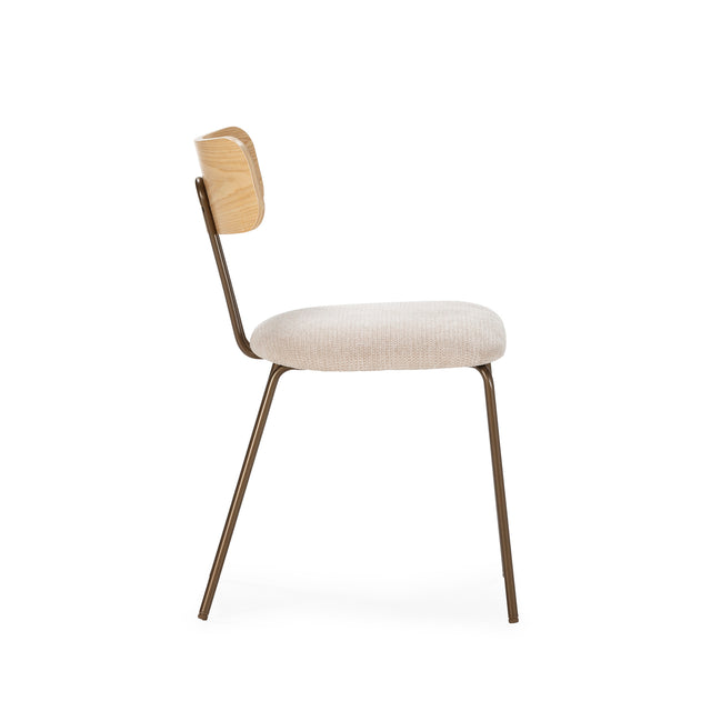 Silla de Comedor Tapizada Olimpia Beige & Roble, vista frontal