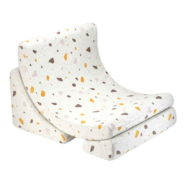 Sillón infantil tejido terrazo Luna con acabado blanco, tejido vista principal de estilo nórdico