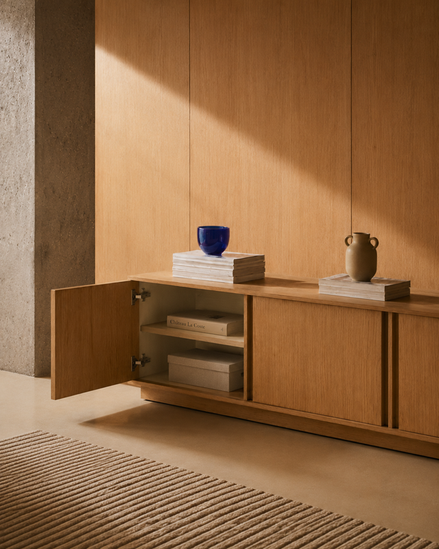 Penxat 160 Natural TV Unit, Customizable with schemes