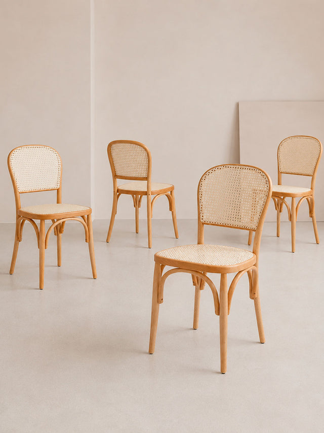 Juego de 4 Sillas de Comedor Chulilla Nº15 de Madera & Rejilla