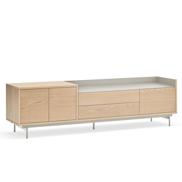 Mueble TV Valley 180 Roble - Nogal (Copia) con roble natural, nogal vista principal de estilo nórdico