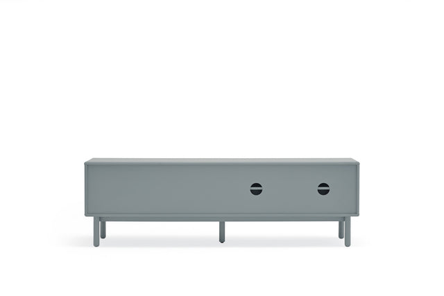 Mueble TV Corvo 180 Gris Perla con acabado gris en ambiente de estilo nórdico
