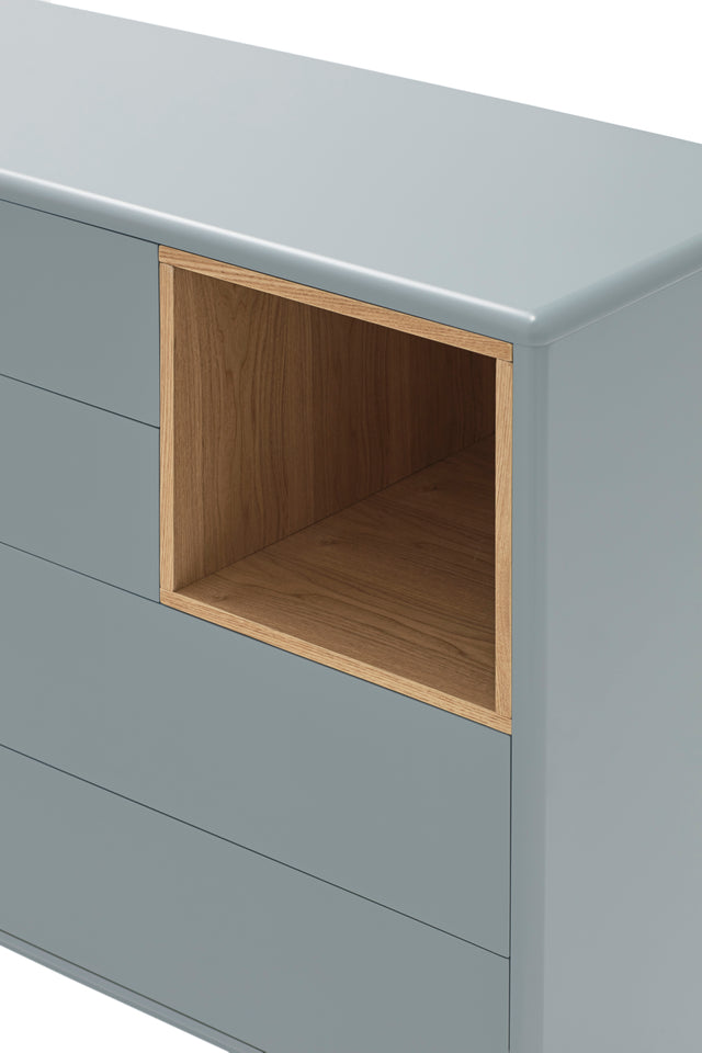Cómoda Corvo 90 Gris Perla con acabado gris en ambiente de estilo nórdico