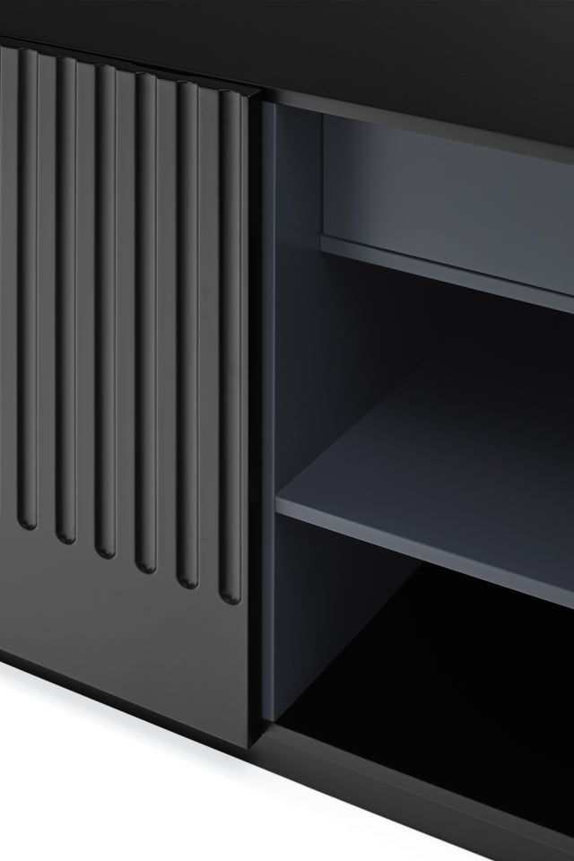 Aparador Doric 198 Negro con acabado negro en ambiente de estilo nórdico