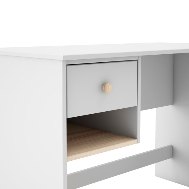 Escritorio Infantil Rectangular Esteban 110 Blanco con acabado blanco en ambiente de estilo nórdico