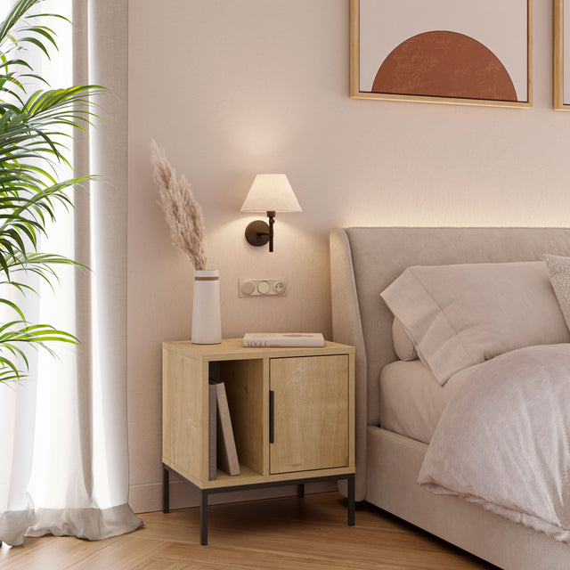 Mesita de Noche Lana 45 en ambiente de estilo nórdico