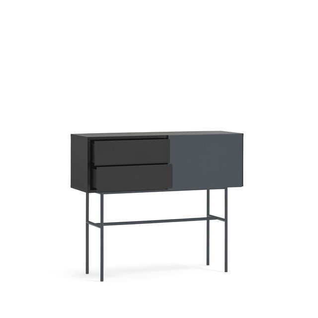 Mueble Consola Nube 110 Gris Antracita con acabado gris en ambiente de estilo nórdico