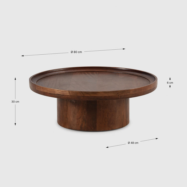 Mesa de centro Giselle 80 cm Marron oscuro, detalle de la estructura