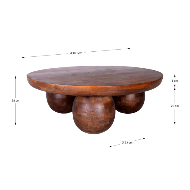 Mesa de centro redonda Ailen 100 cm Marron, detalle de la estructura
