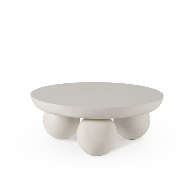 Mesa de centro redonda Ailen 90 cm Beige efecto cemento, vista frontal