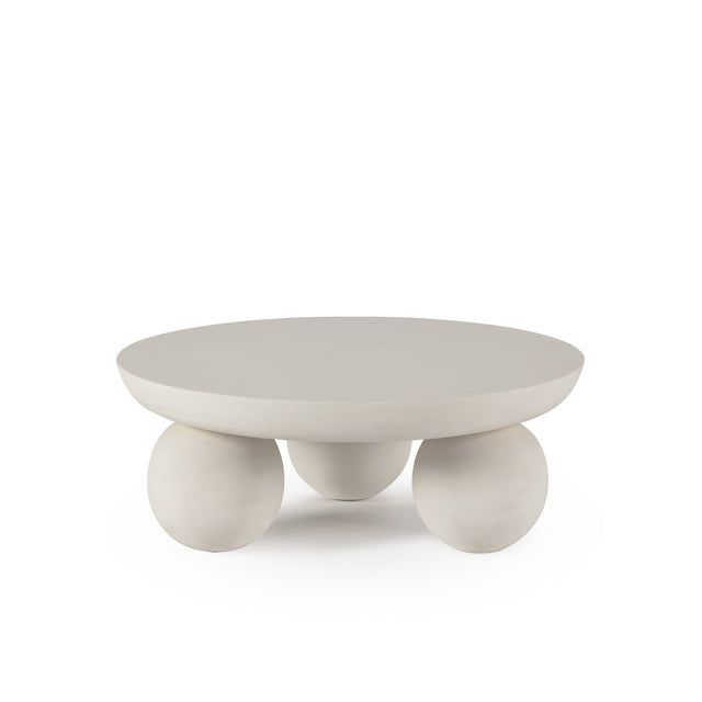 Mesa de centro redonda Ailen 90 cm Beige efecto cemento, vista lateral izquierda
