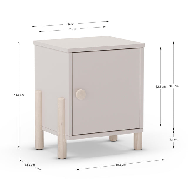 Mesita de Noche Infantil Lily 30 Crema & Pino con acabado crema en ambiente de estilo nórdico