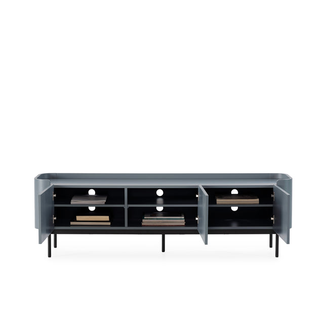 Mueble TV Willa 180 Azul, vista del interior abierto