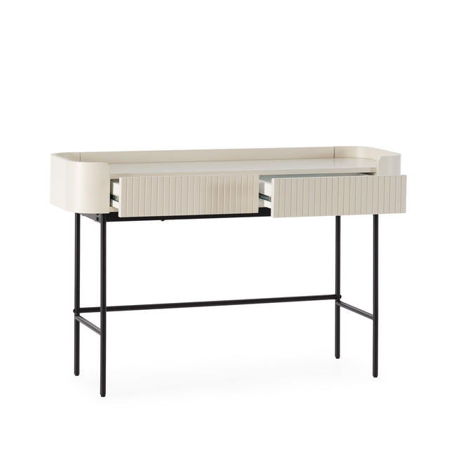 Consola Willa 120 cm Crema, vista del interior abierto desde otro ángulo