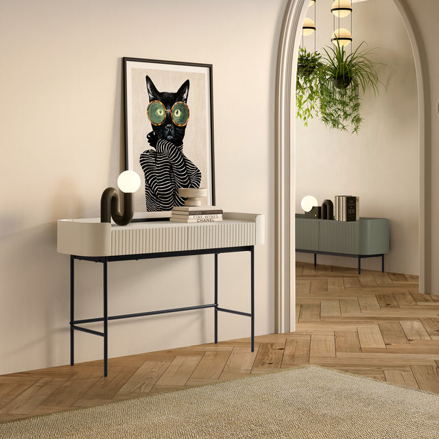 Consola Willa 120 cm Crema, en ambiente de recibidor