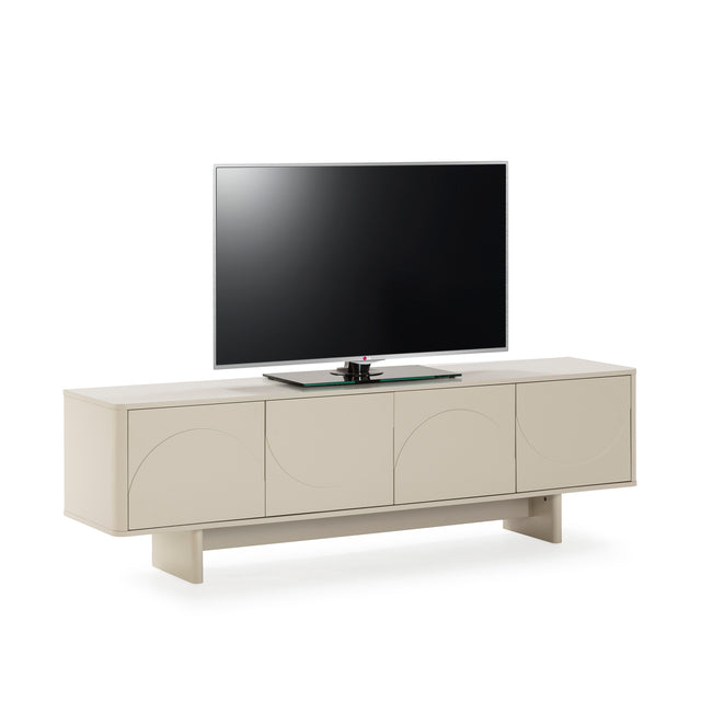 Mueble TV Solei 180 cm Crema, vista lateral izquierda desde otro ángulo