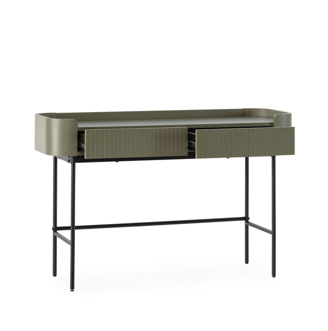 Consola Willa 120 cm Verde, vista del interior abierto