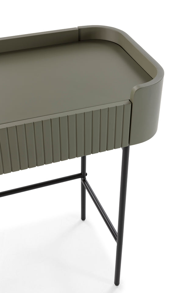 Consola Willa 120 cm Verde, vista lateral derecha desde otro ángulo