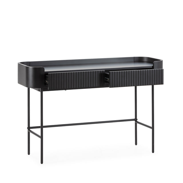 Consola Willa 120 cm Negro, vista del interior abierto desde otro ángulo